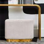 Mink Velvet Pouffe with Button Tufting