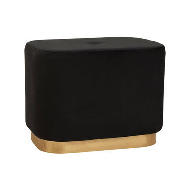 Black Velvet Pouffe with Button Tufting