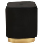 Black Velvet Pouffe with Button Tufting