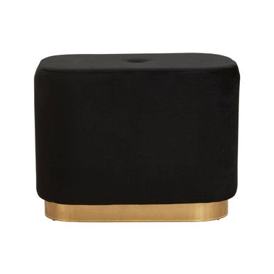Black Velvet Pouffe with Button Tufting