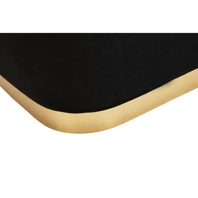Black Velvet Pouffe with Button Tufting