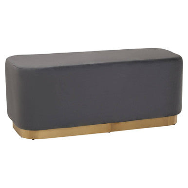 Grey Velvet Stool with Matte Gold Base