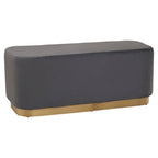 Grey Velvet Stool with Matte Gold Base