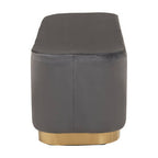 Grey Velvet Stool with Matte Gold Base