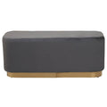 Grey Velvet Stool with Matte Gold Base
