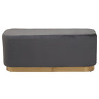 Grey Velvet Stool with Matte Gold Base