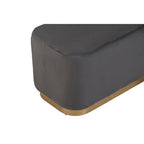 Grey Velvet Stool with Matte Gold Base