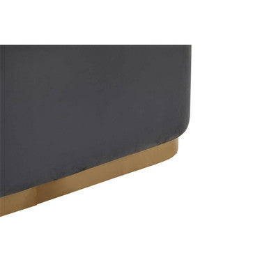 Grey Velvet Stool with Matte Gold Base