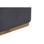 Grey Velvet Stool with Matte Gold Base