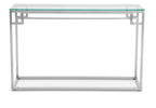Silver Finish Console Table with Tempered Glass Top