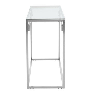 Silver Finish Console Table with Tempered Glass Top