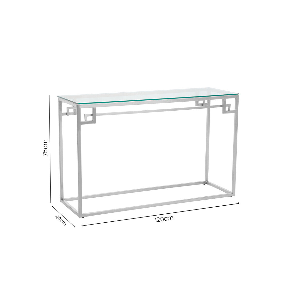 Silver Finish Console Table with Tempered Glass Top