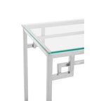 Silver Finish Console Table with Tempered Glass Top