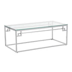 Silver Finish Coffee Table with Tempered Glass Top