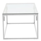 Silver Finish Coffee Table with Tempered Glass Top