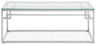 Silver Finish Coffee Table with Tempered Glass Top