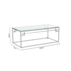 Silver Finish Coffee Table with Tempered Glass Top