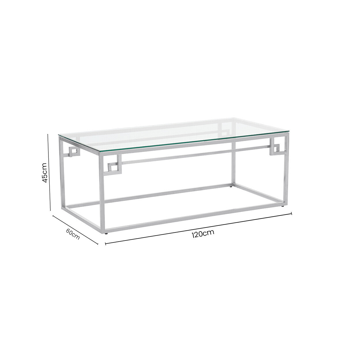 Silver Finish Coffee Table with Tempered Glass Top