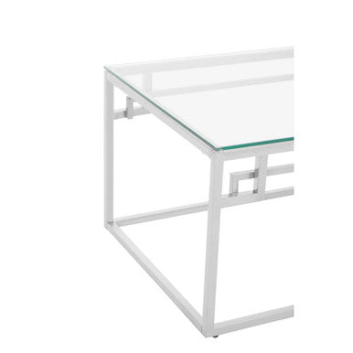 Silver Finish Coffee Table with Tempered Glass Top