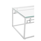 Silver Finish Coffee Table with Tempered Glass Top