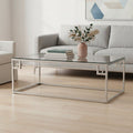 Silver Finish Coffee Table with Tempered Glass Top
