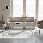 Silver Finish Coffee Table with Tempered Glass Top
