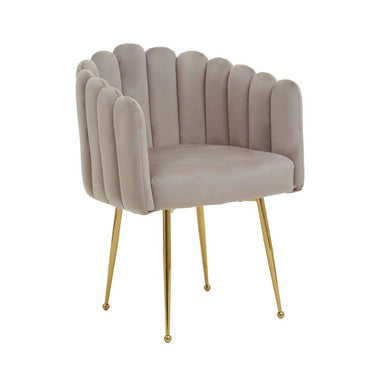 Mink Velvet Scalloped Dining Chair