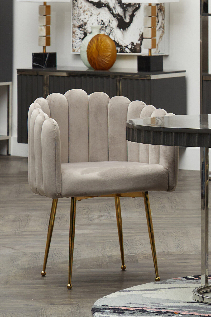 Mink Velvet Scalloped Dining Chair