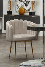 Mink Velvet Scalloped Dining Chair