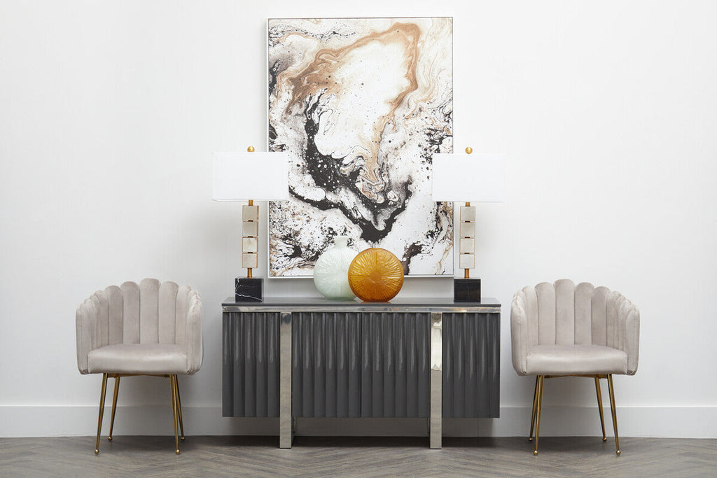 Mink Velvet Scalloped Dining Chair