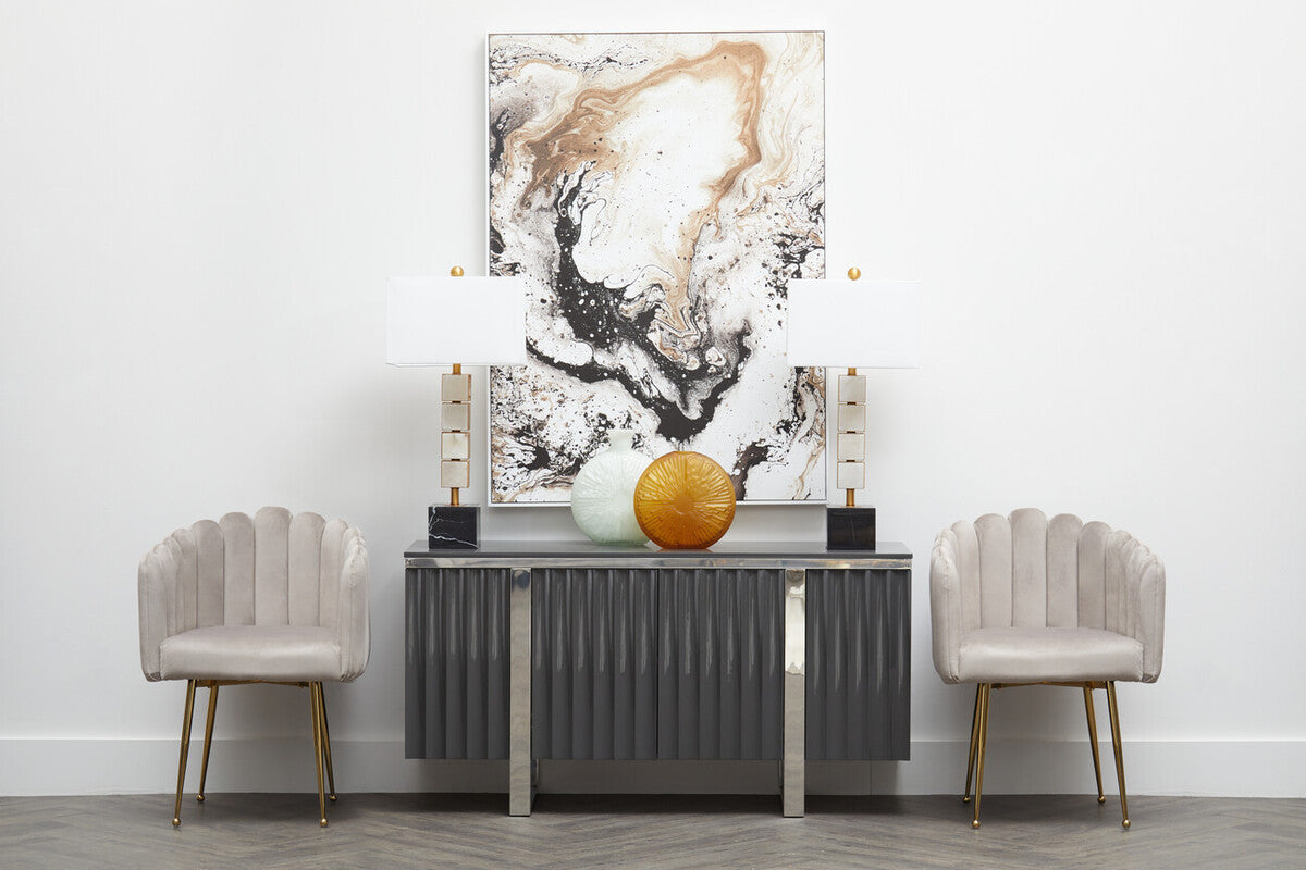 Mink Velvet Scalloped Dining Chair