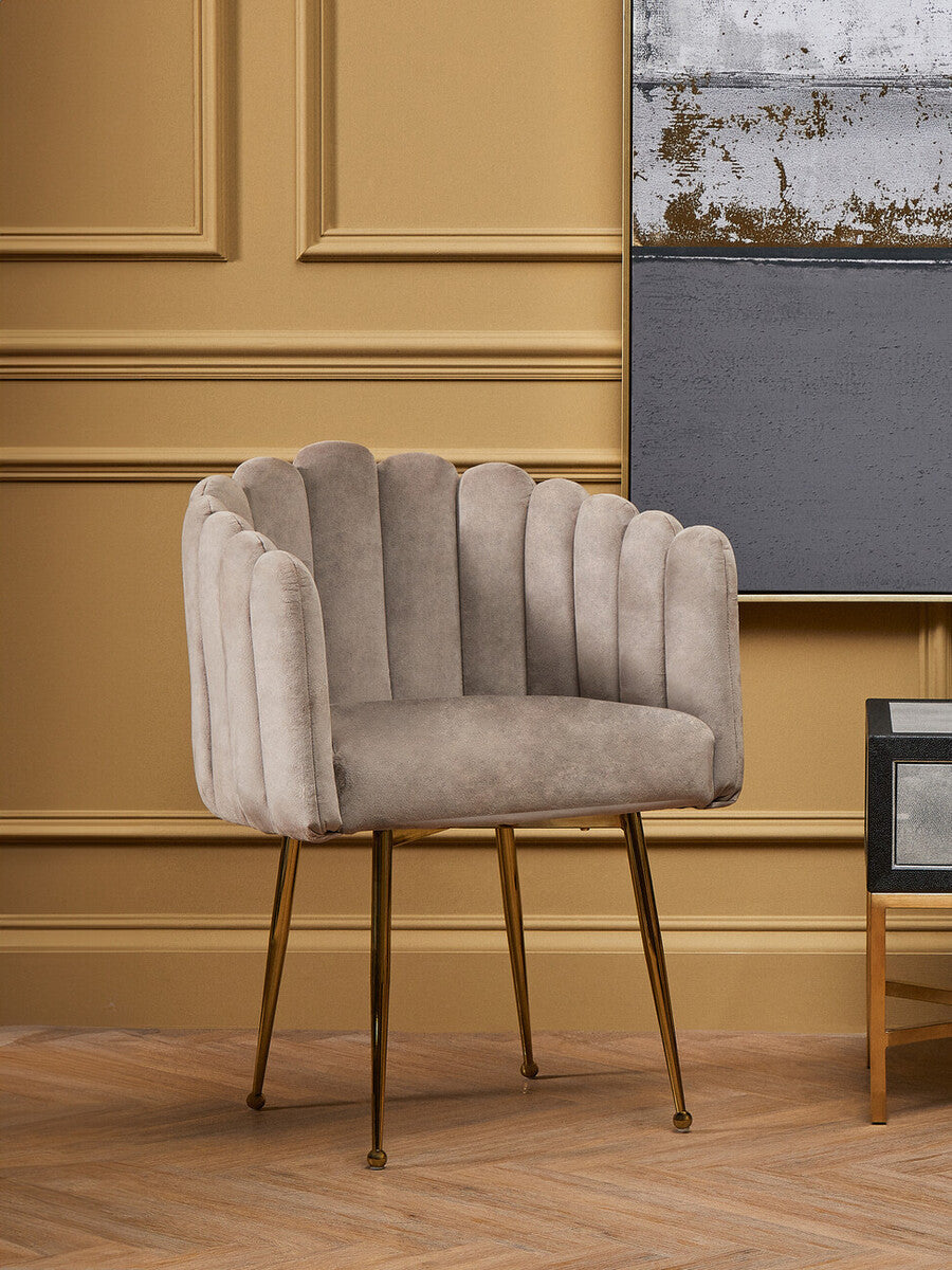 Mink Velvet Scalloped Dining Chair