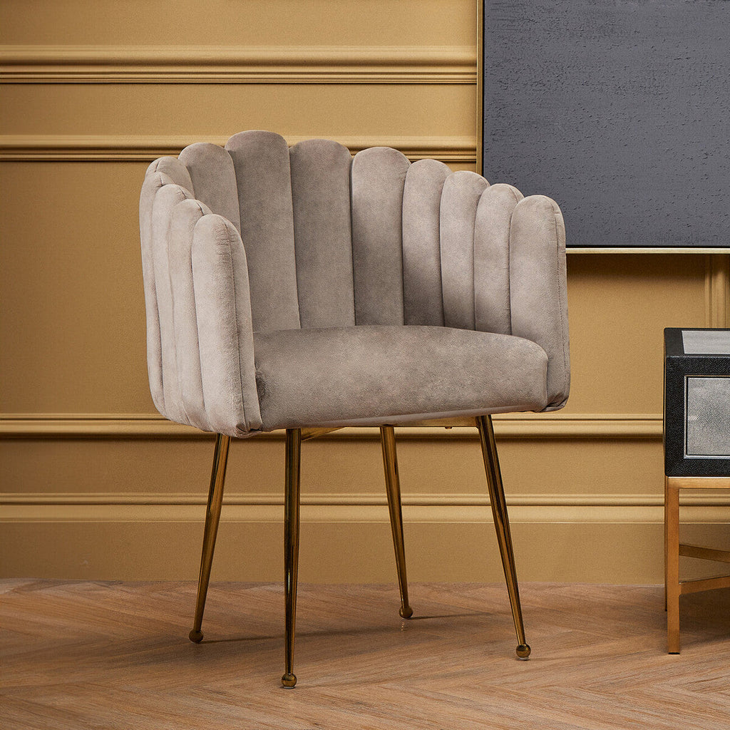 Mink Velvet Scalloped Dining Chair