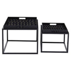 Black and Gold Agate Effect Set of 2 Nesting Tray Tables