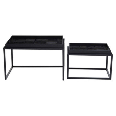 Black and Gold Agate Effect Set of 2 Nesting Tray Tables