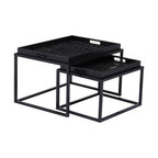 Black and Gold Agate Effect Set of 2 Nesting Tray Tables