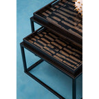 Black and Gold Agate Effect Set of 2 Nesting Tray Tables