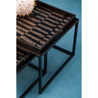 Black and Gold Agate Effect Set of 2 Nesting Tray Tables
