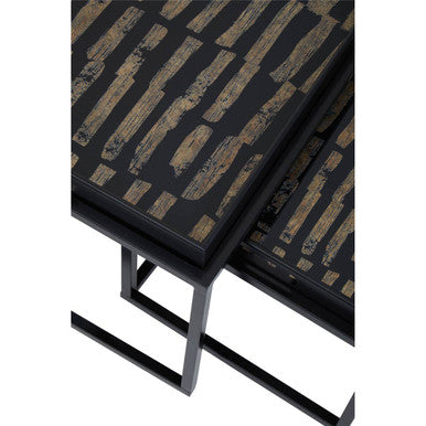 Black and Gold Agate Effect Set of 2 Nesting Tray Tables