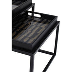 Black and Gold Agate Effect Set of 2 Nesting Tray Tables