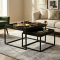 Black and Gold Agate Effect Set of 2 Nesting Tray Tables
