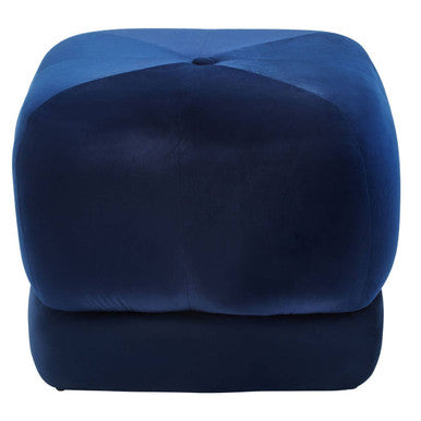 Midnight Blue Velvet Square Stool