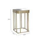 Gold Metal Side Table with Mirrored Top and Decorative Textured Edge