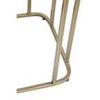 Gold Metal Side Table with Mirrored Top and Decorative Textured Edge