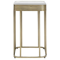 Gold Metal Side Table with Mirrored Top and Decorative Textured Edge
