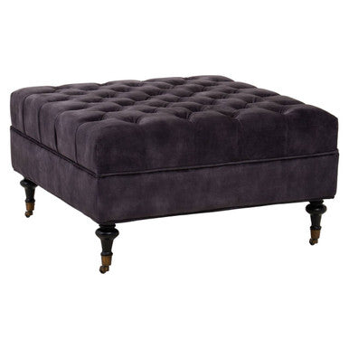 Grey Velvet Ottoman with Wheels