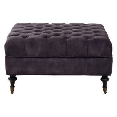 Grey Velvet Ottoman with Wheels