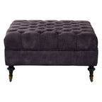 Grey Velvet Ottoman with Wheels
