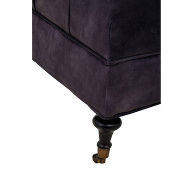 Grey Velvet Ottoman with Wheels