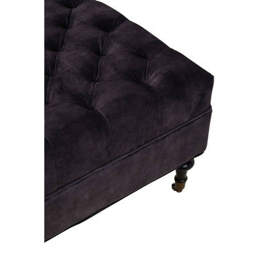 Grey Velvet Ottoman with Wheels